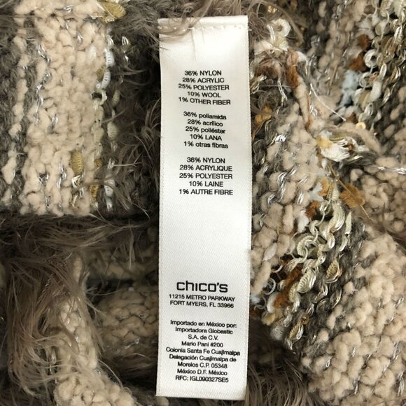 Chico’s Wool Blend Sequined Multi-Textured Greta Cardigan Size 2 Sweater - Picture 6 of 7